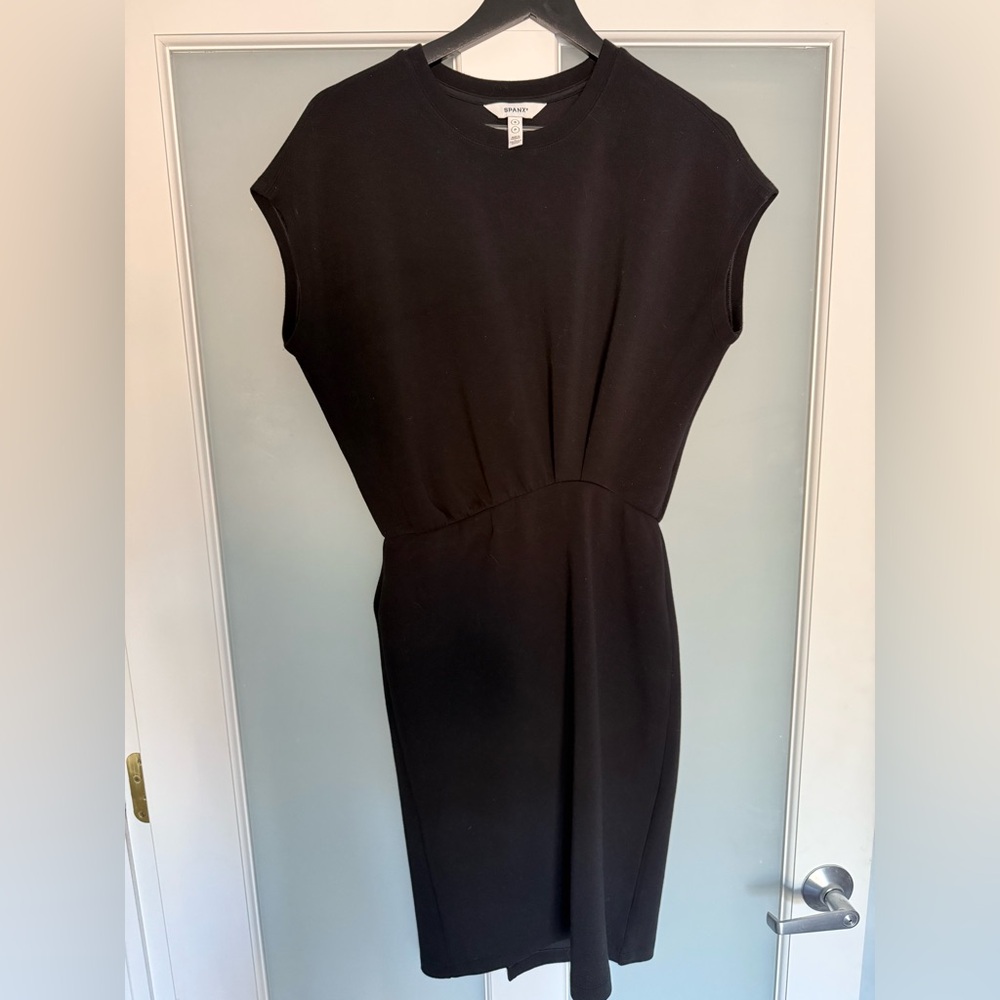 Spanx Air Essentials Gathered Waist Sweatshirt Dress Tan Size S Cap Sleeve